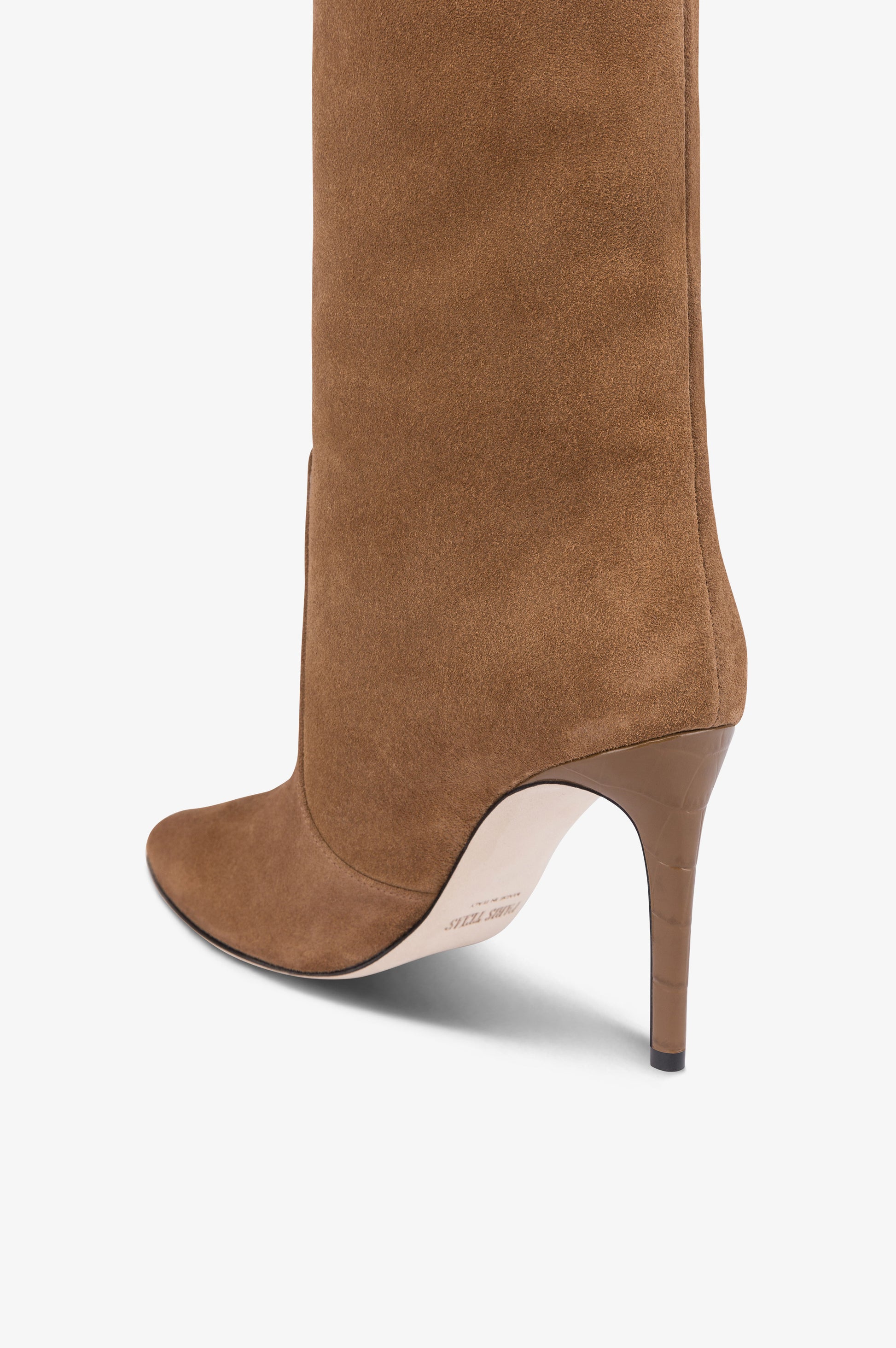 Boots in brown calf suede leather