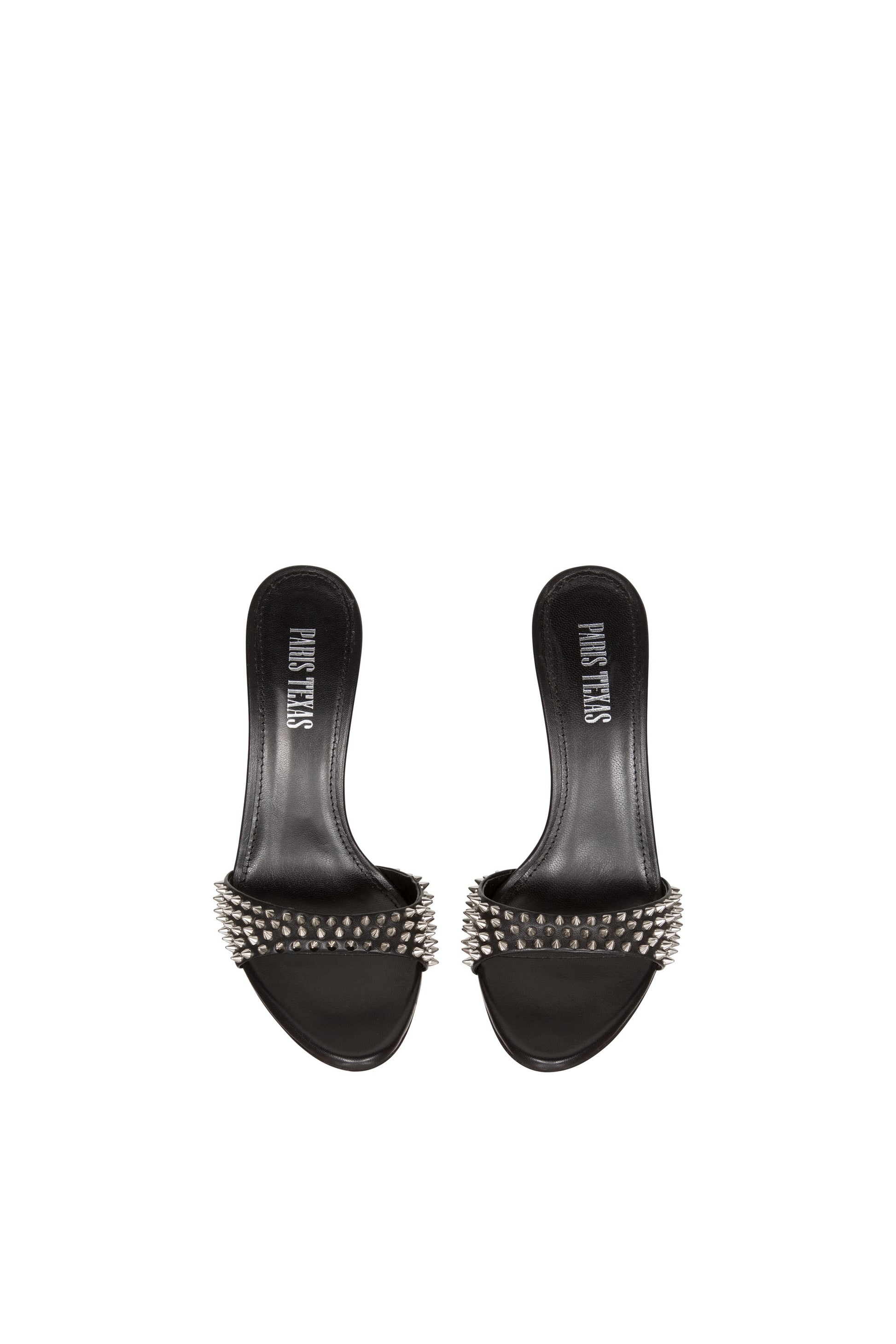Black studded nappa leather mules - Top view
