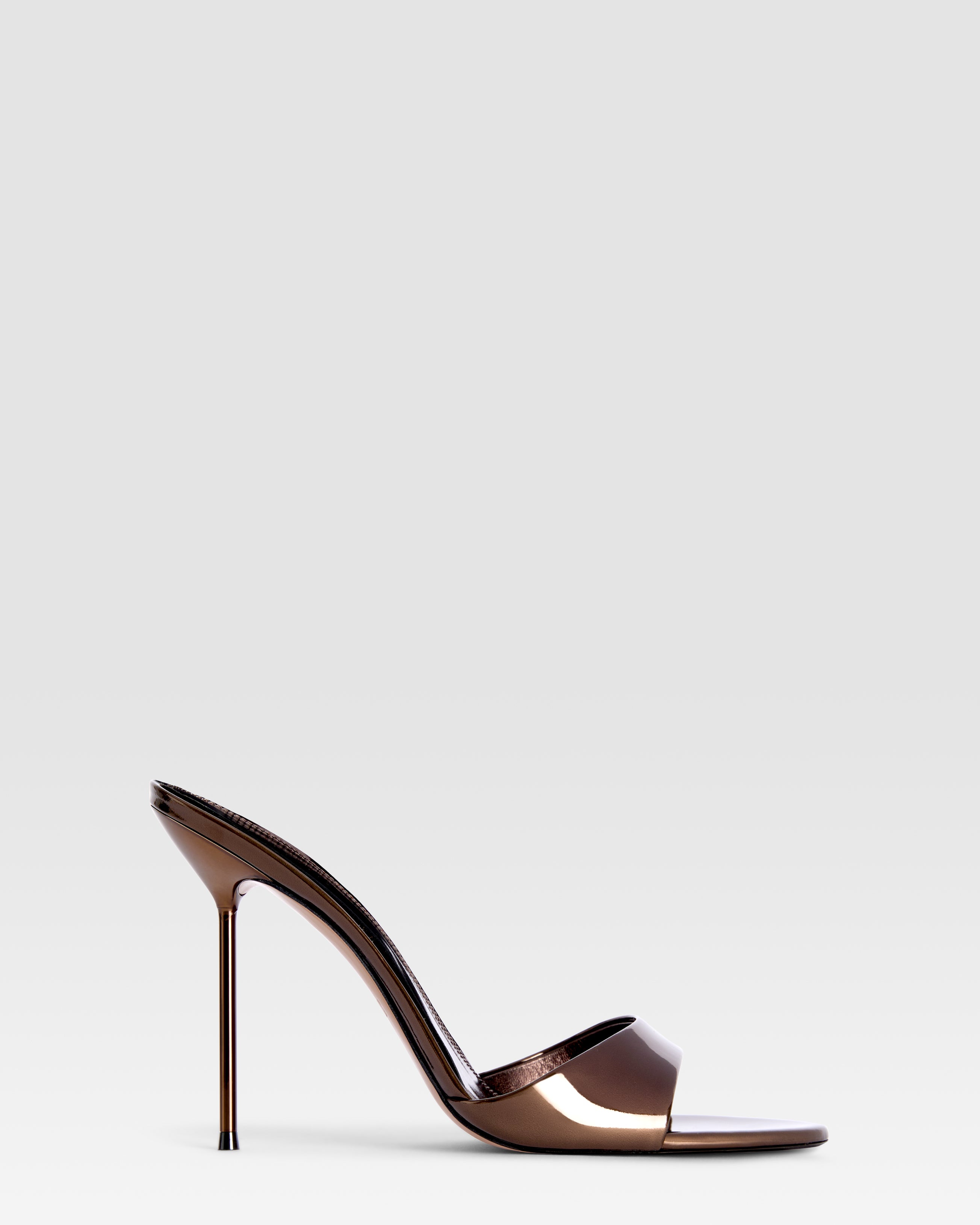 Mules in pelle ebano effetto specchio