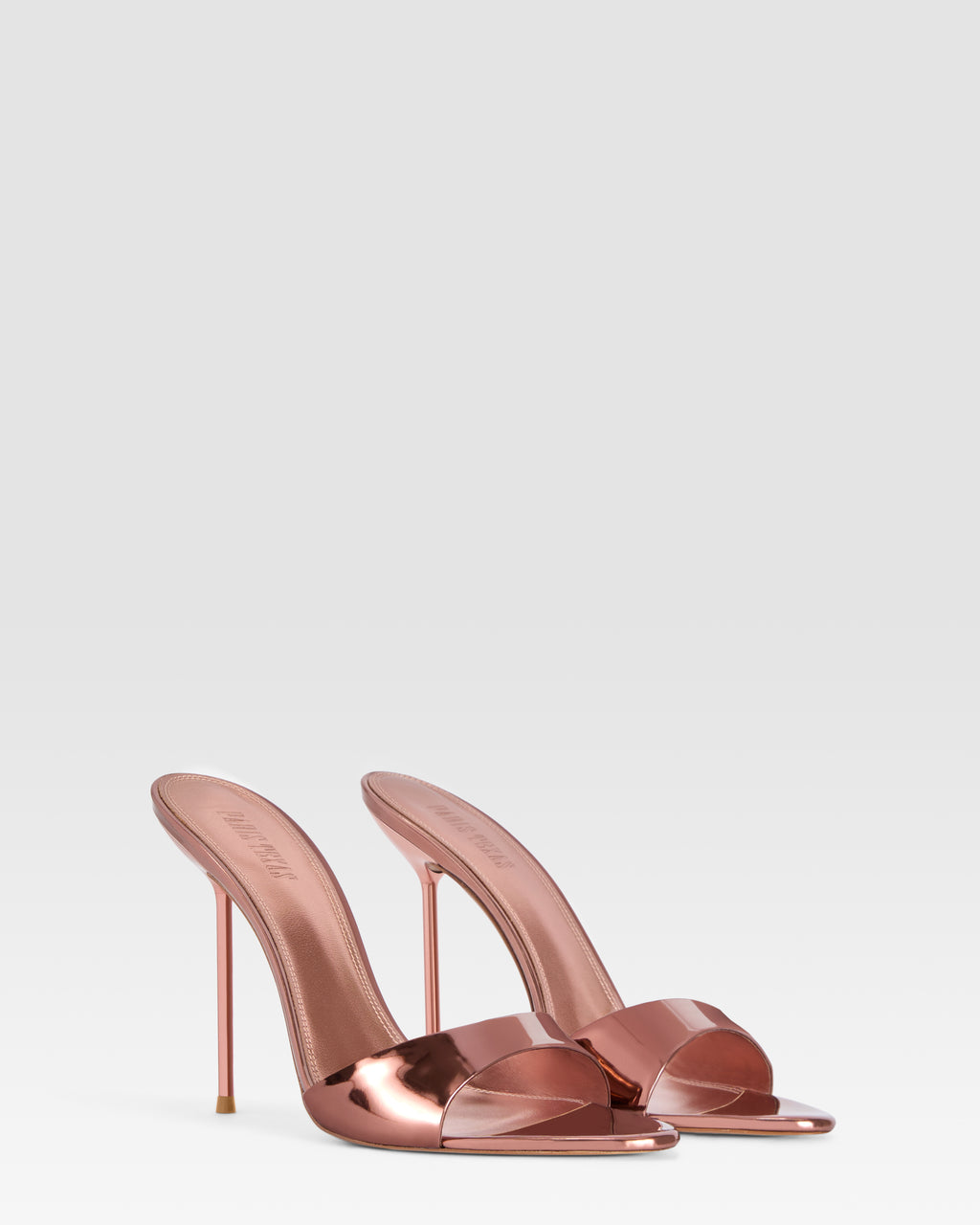 Mules en cuir effet miroir couleur rose du Texas