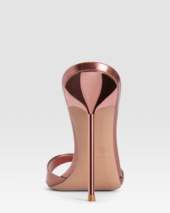 Mules en cuir effet miroir couleur rose du Texas