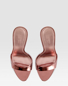 Mules en cuir effet miroir couleur rose du Texas