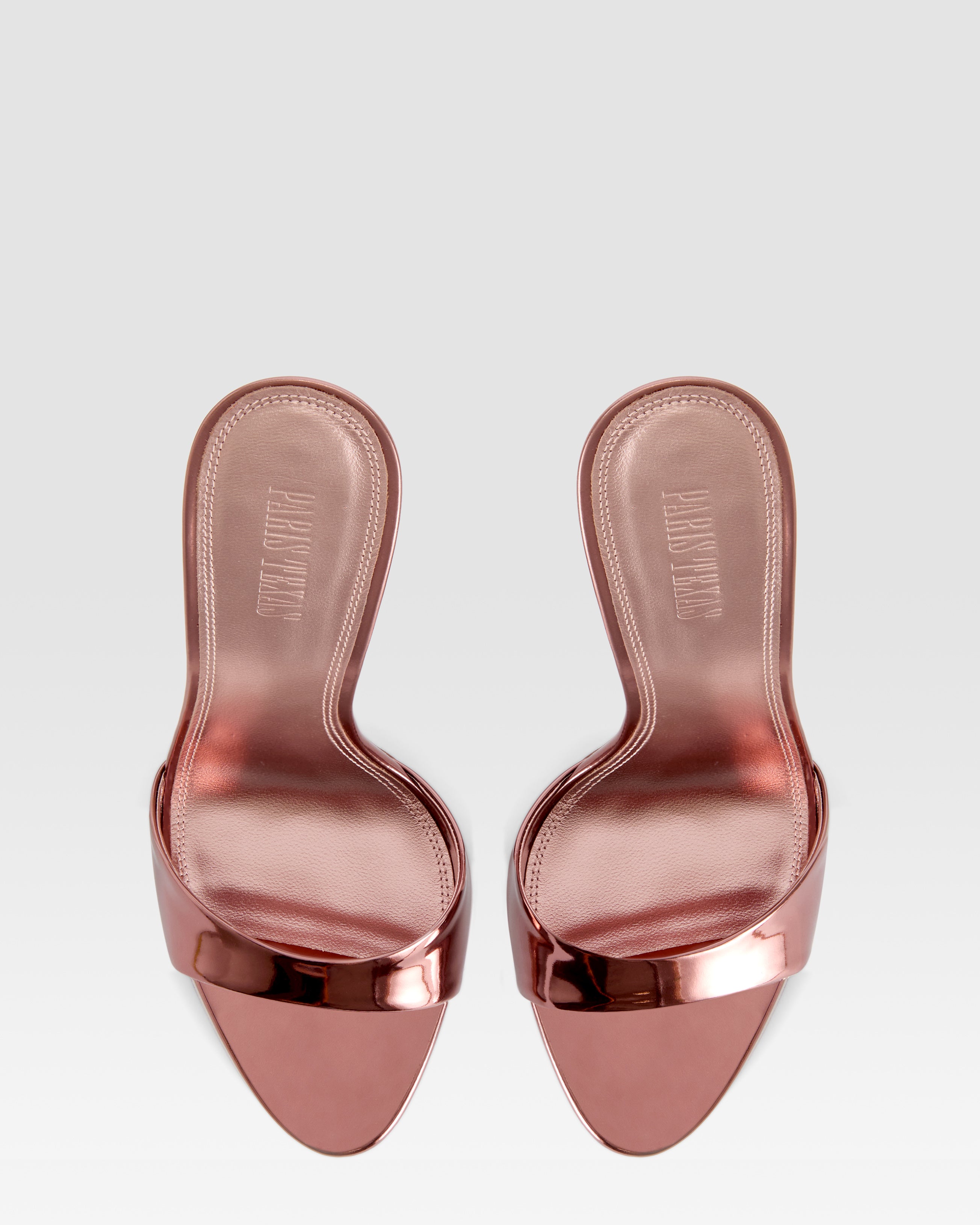 Mules en cuir effet miroir couleur rose du Texas