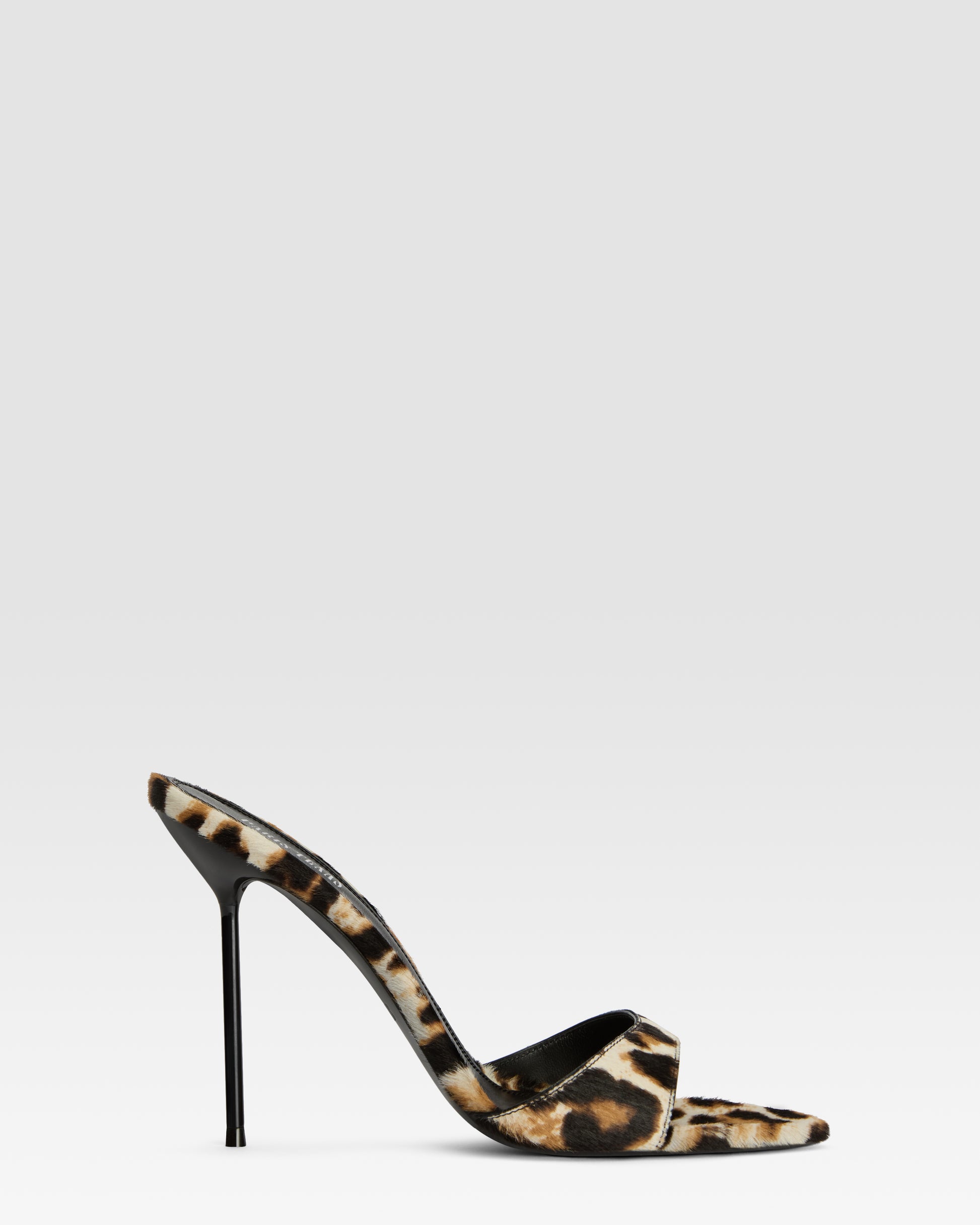 Mules en cuir de vachette a imprime leopard blanc