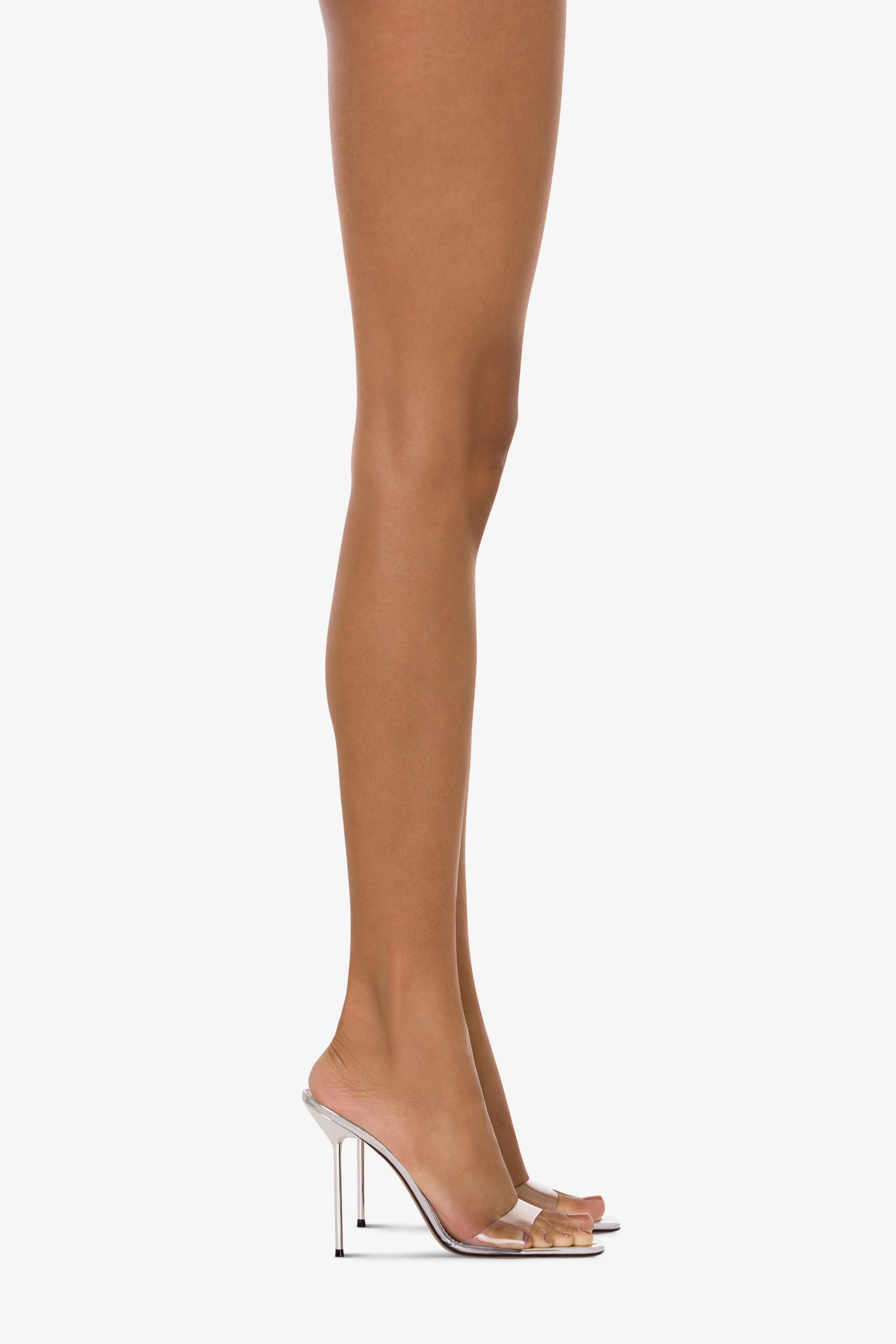 Mules in pvc-mirror leather silver