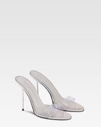 Mules in pvc-mirror leather silver