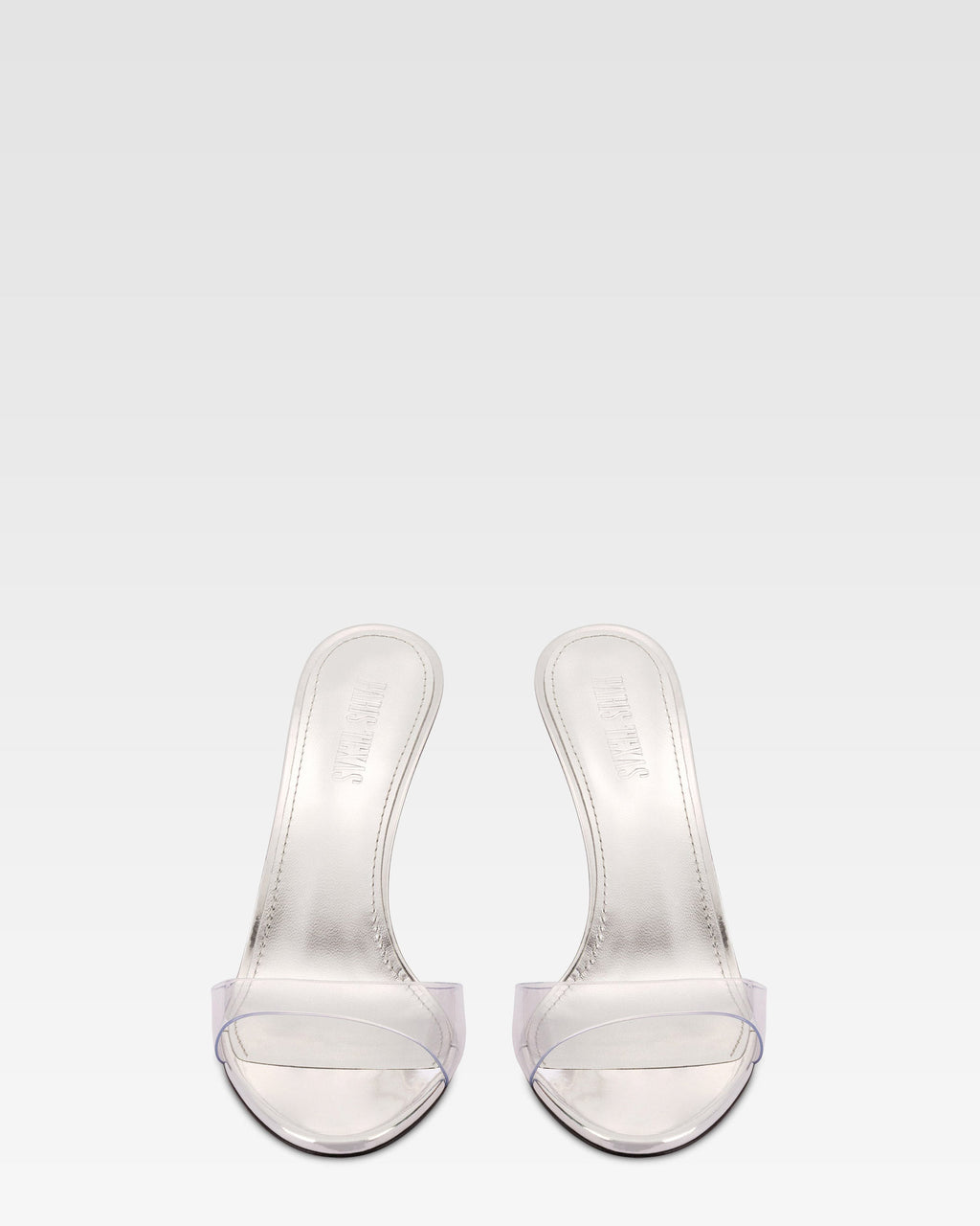 Mules in pvc-mirror leather silver