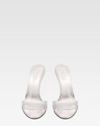 Mules in pvc-mirror leather silver