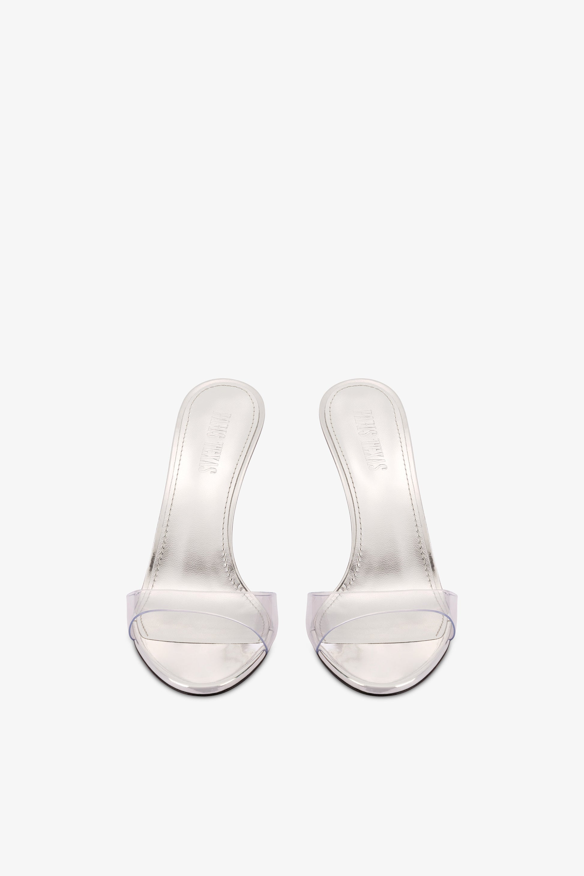 Mules in pvc-mirror leather silver