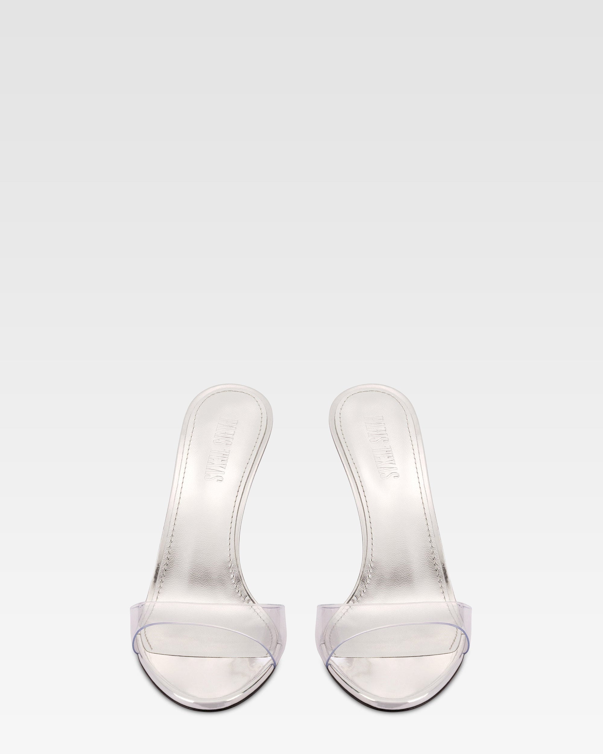 Mules in pvc-mirror leather silver