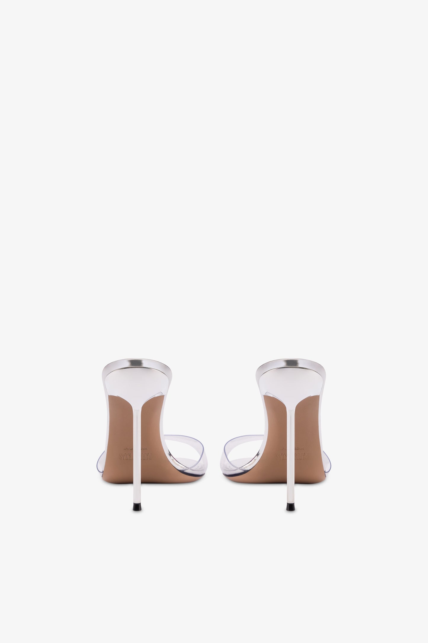 Mules in pvc-mirror leather silver