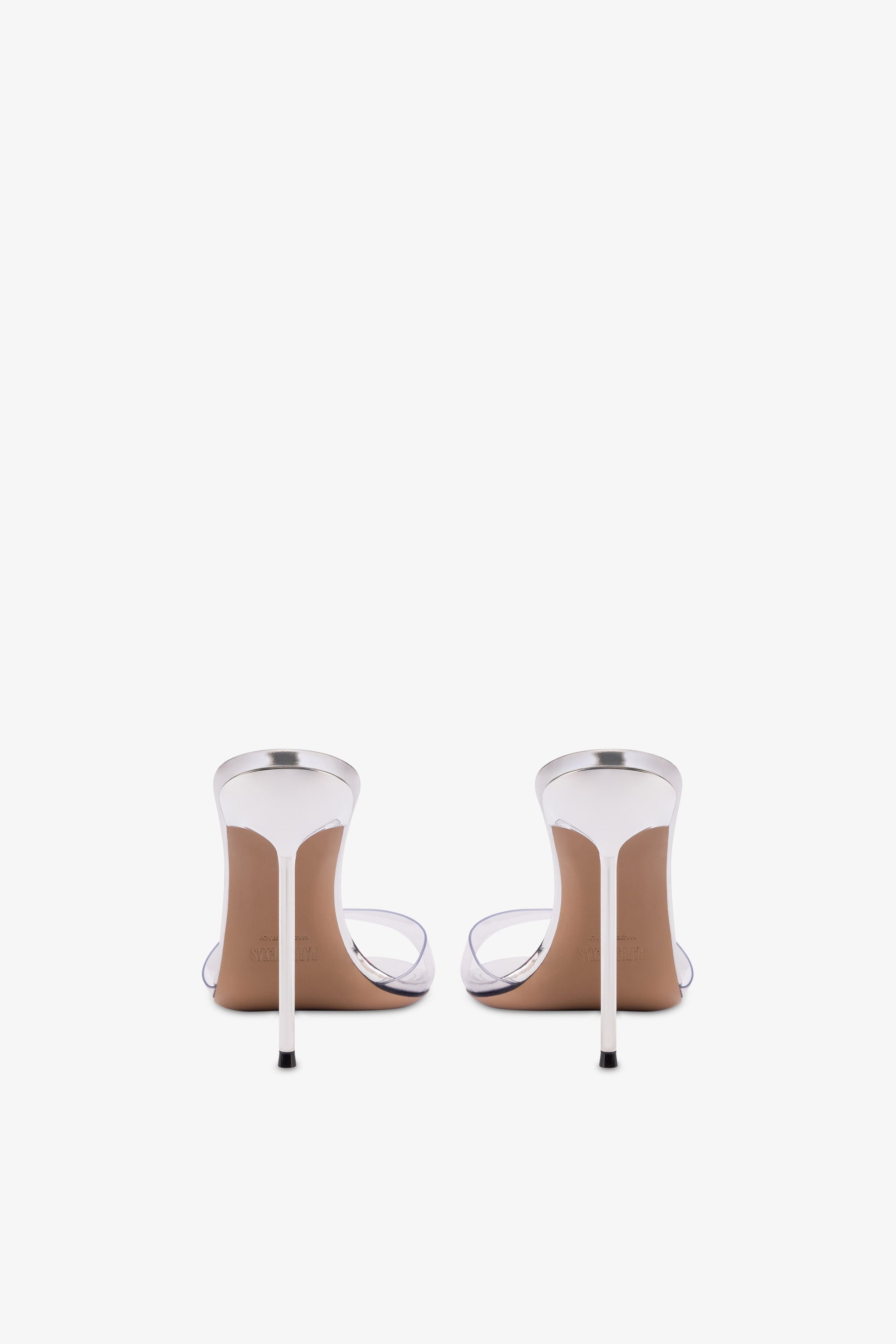 Mules in pvc-mirror leather silver