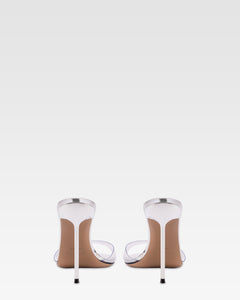 Mules in pvc-mirror leather silver