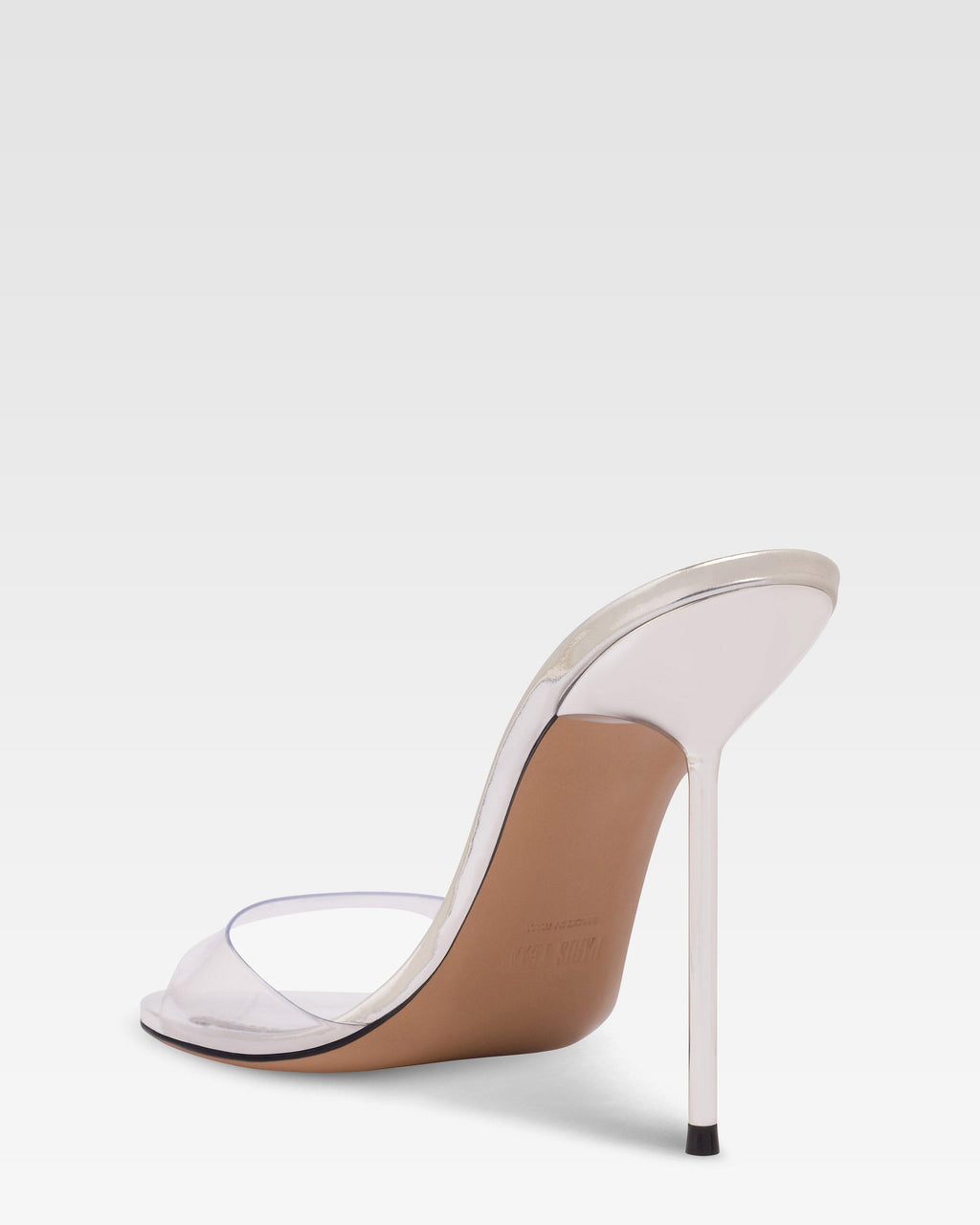 Mules in pvc-mirror leather silver