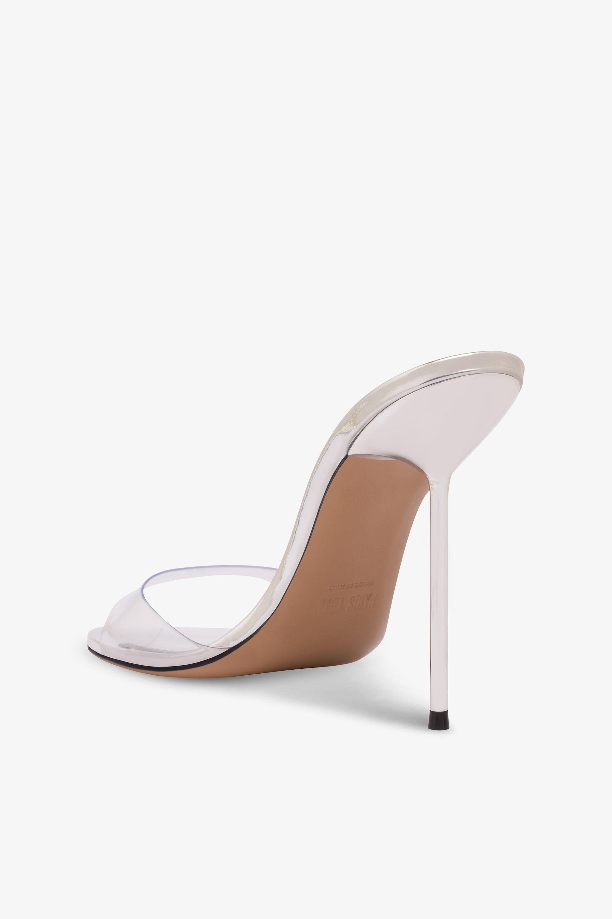 Mules in pvc-mirror leather silver