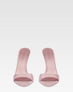 Mules in ballerina pink satin.