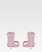 Mules in ballerina pink satin.