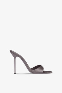 Mules in grey satin.