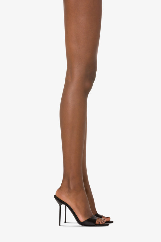 Mules in black satin.