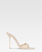 Mules en cuir verni couleur amande