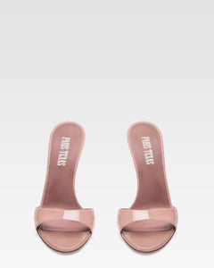 Mules in patent pink
