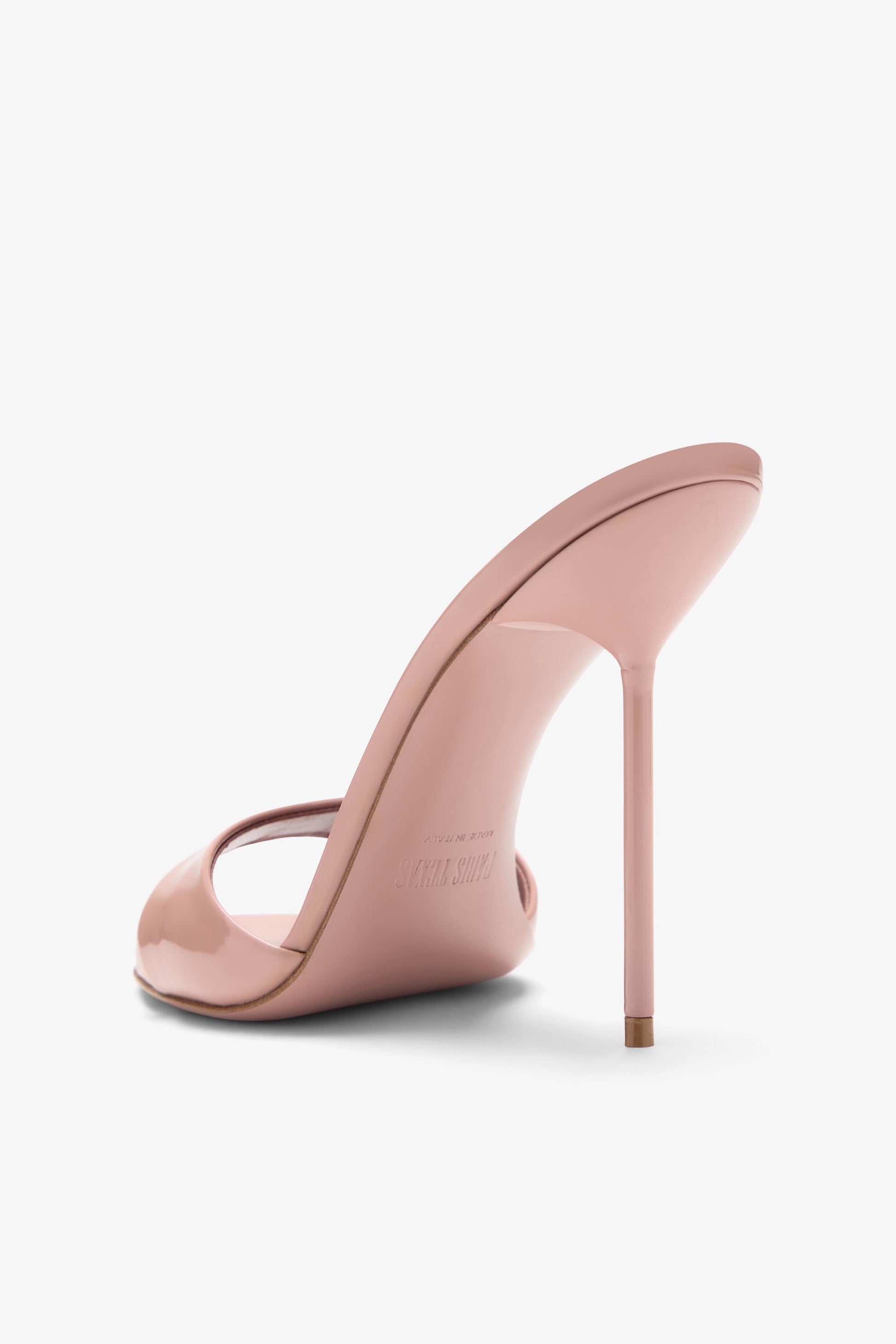 Mules in patent pink