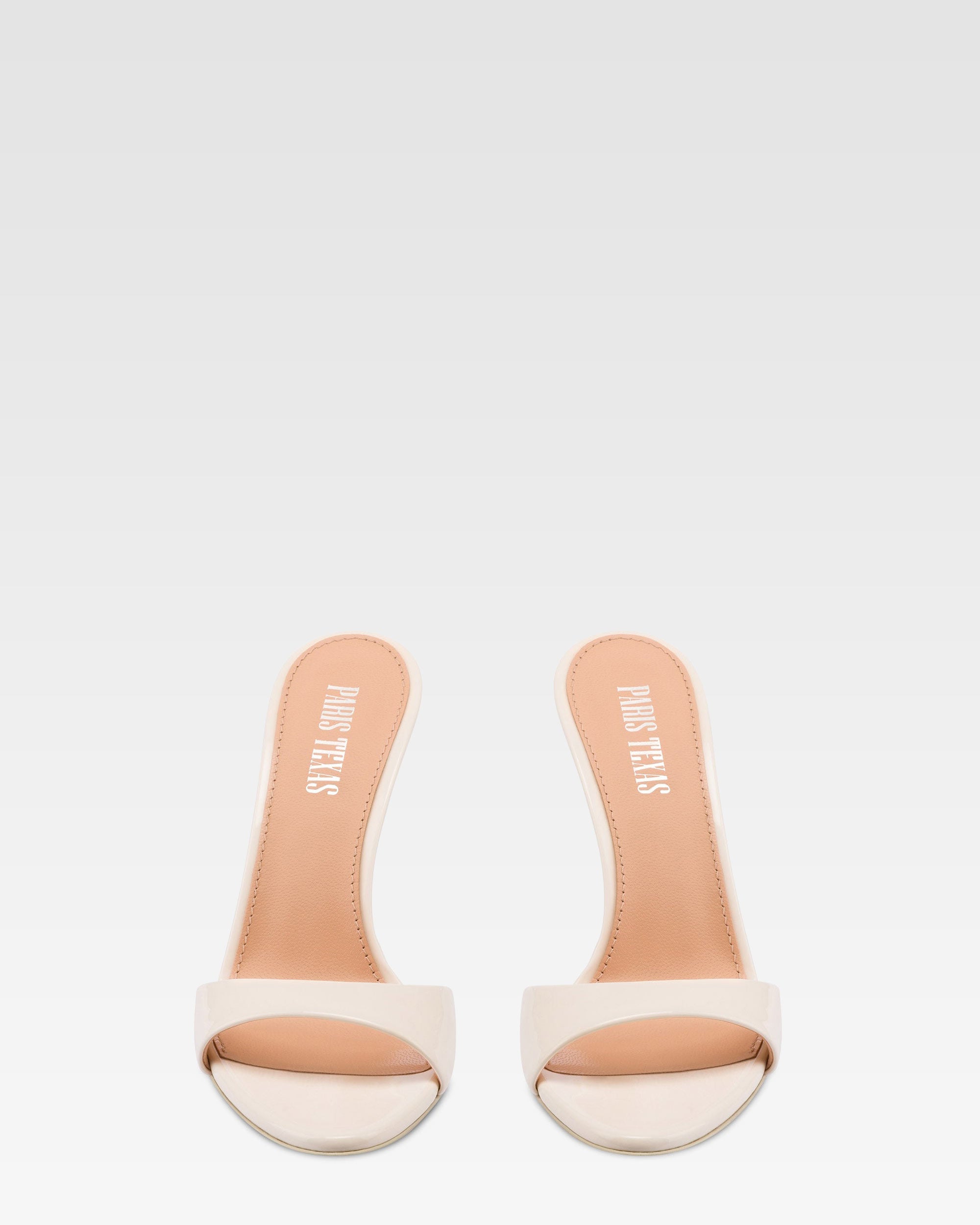 Mules en cuir verni couleur ivoire