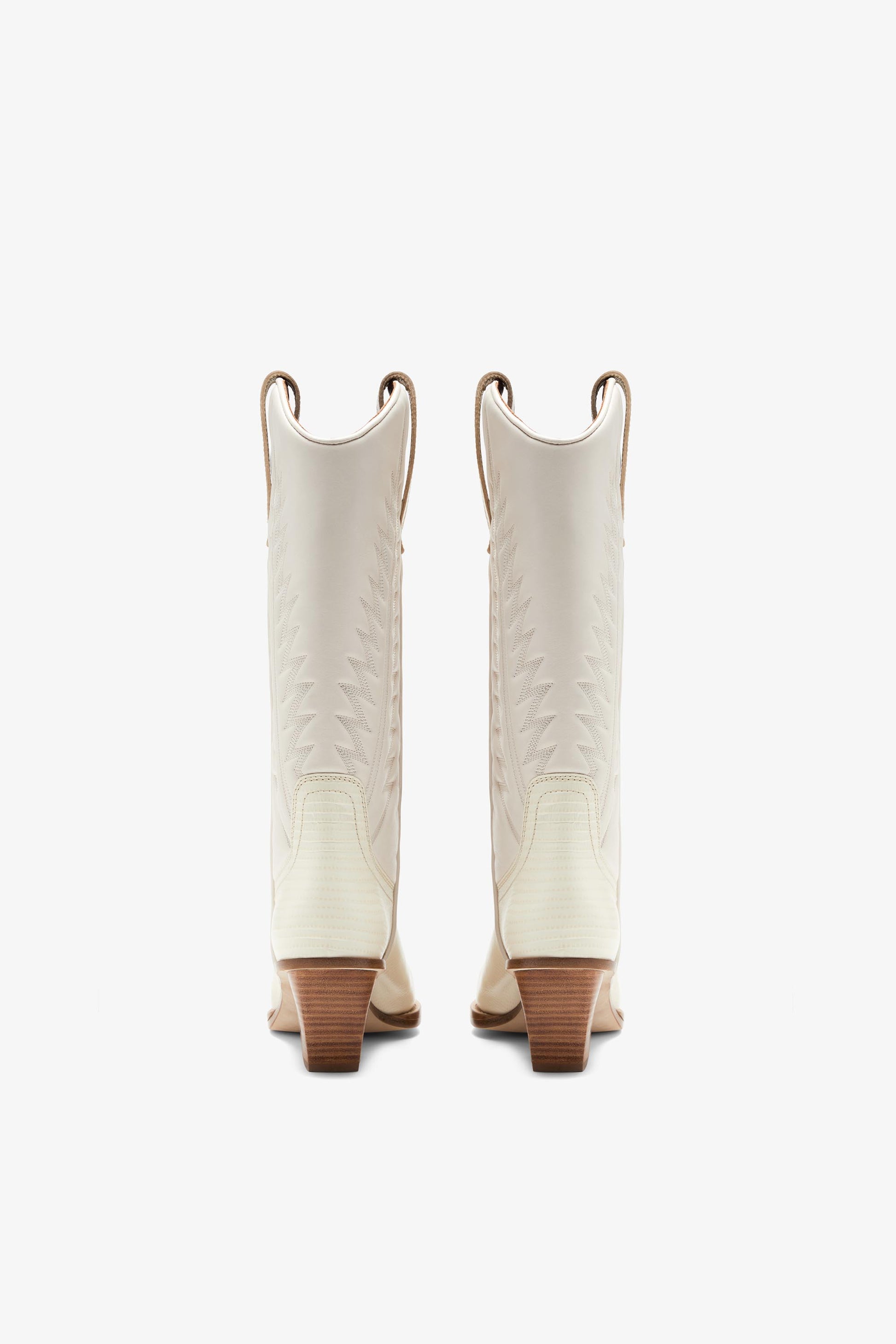 White lizard-effect nappa leather boots