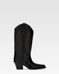 Black lizard-effect nappa leather boots — Black