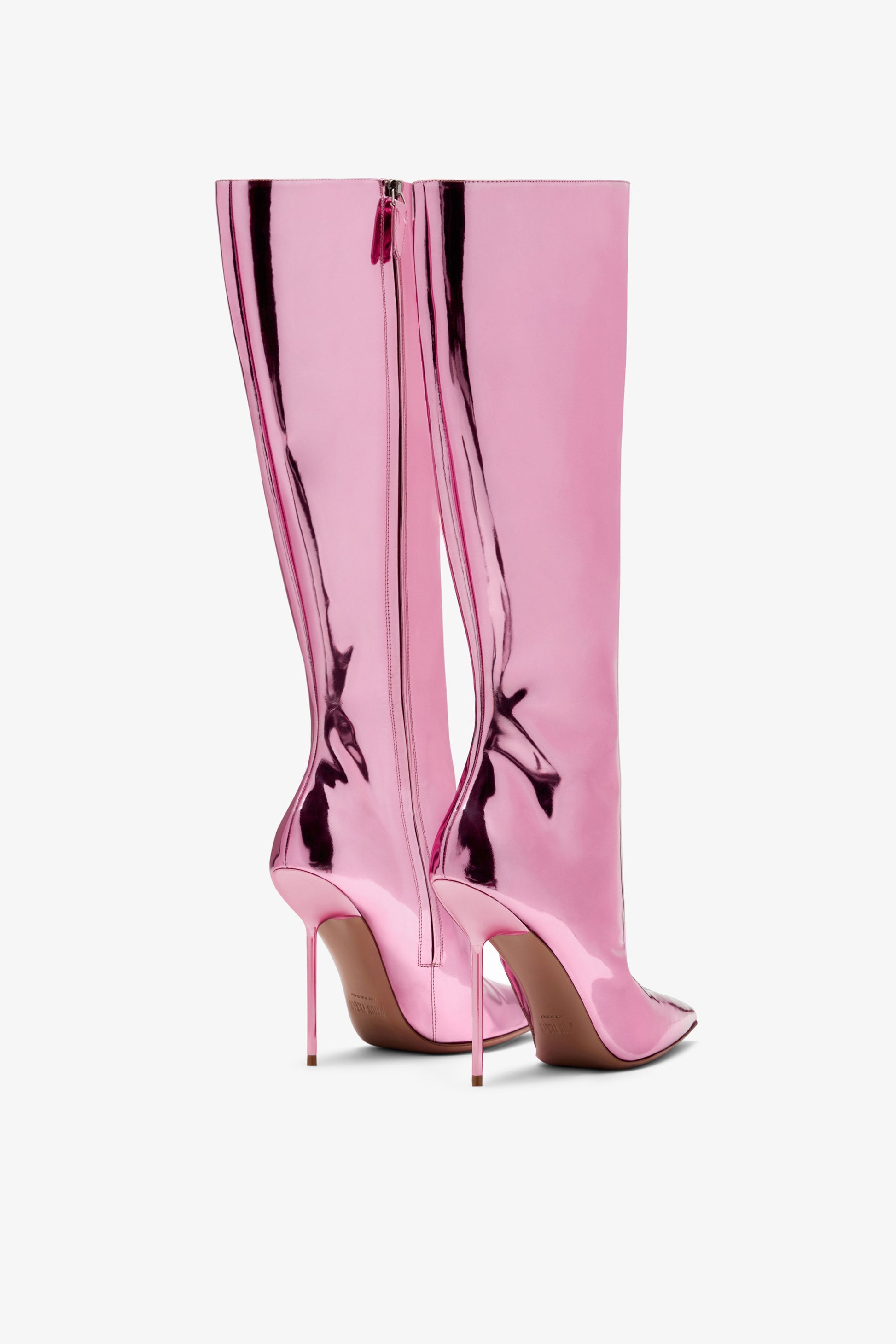 Pink mirrored leather boot