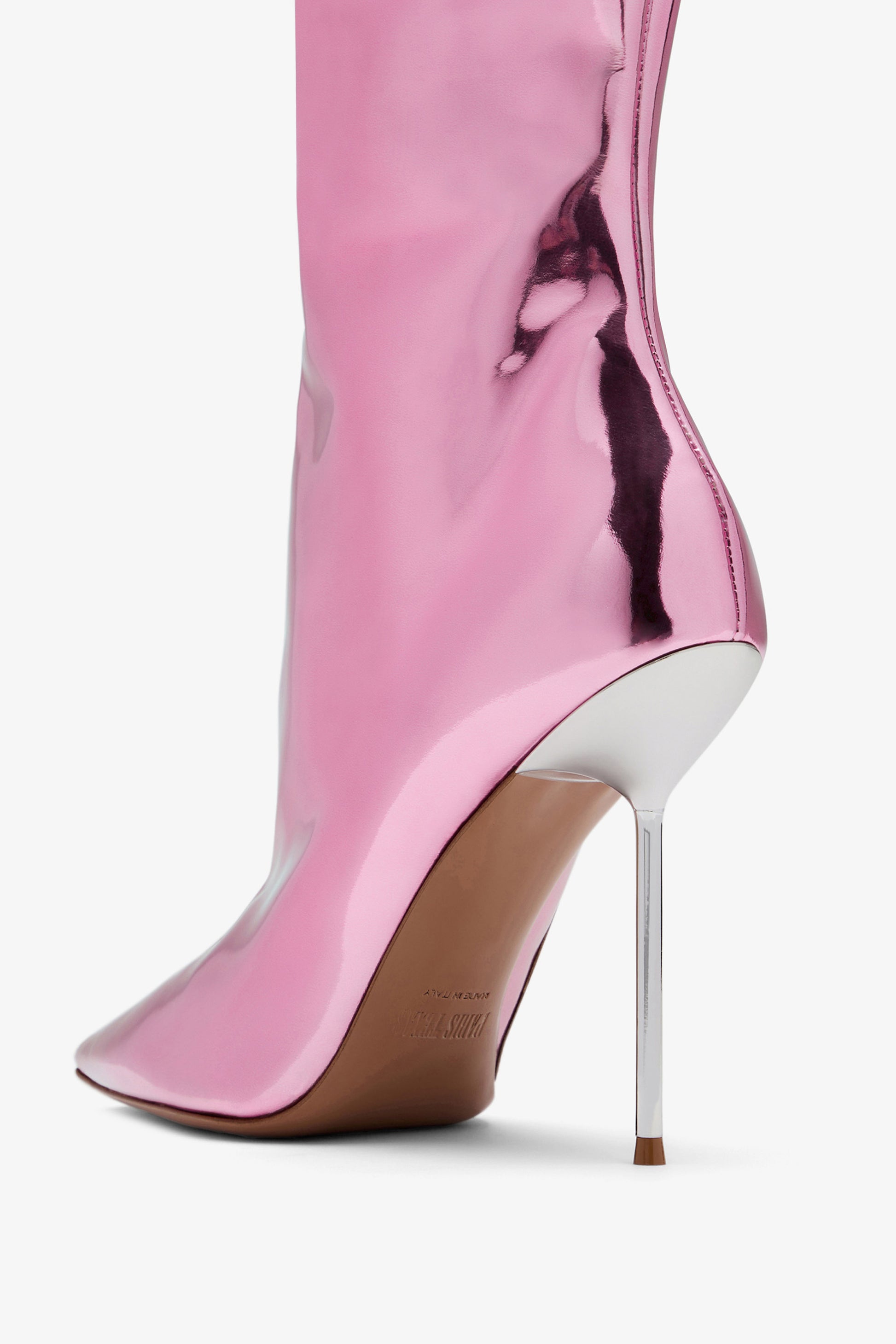 Pink mirrored leather boot