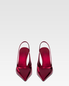 Slingback in pelle specchiata rossa