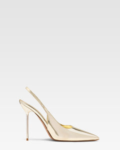 Slingback aus verspiegeltem Leder in Gold