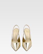 Slingback aus verspiegeltem Leder in Gold
