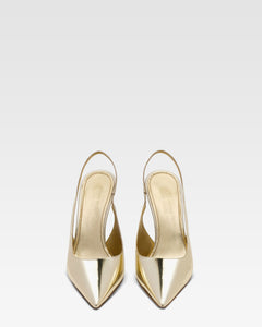 Slingback aus verspiegeltem Leder in Gold