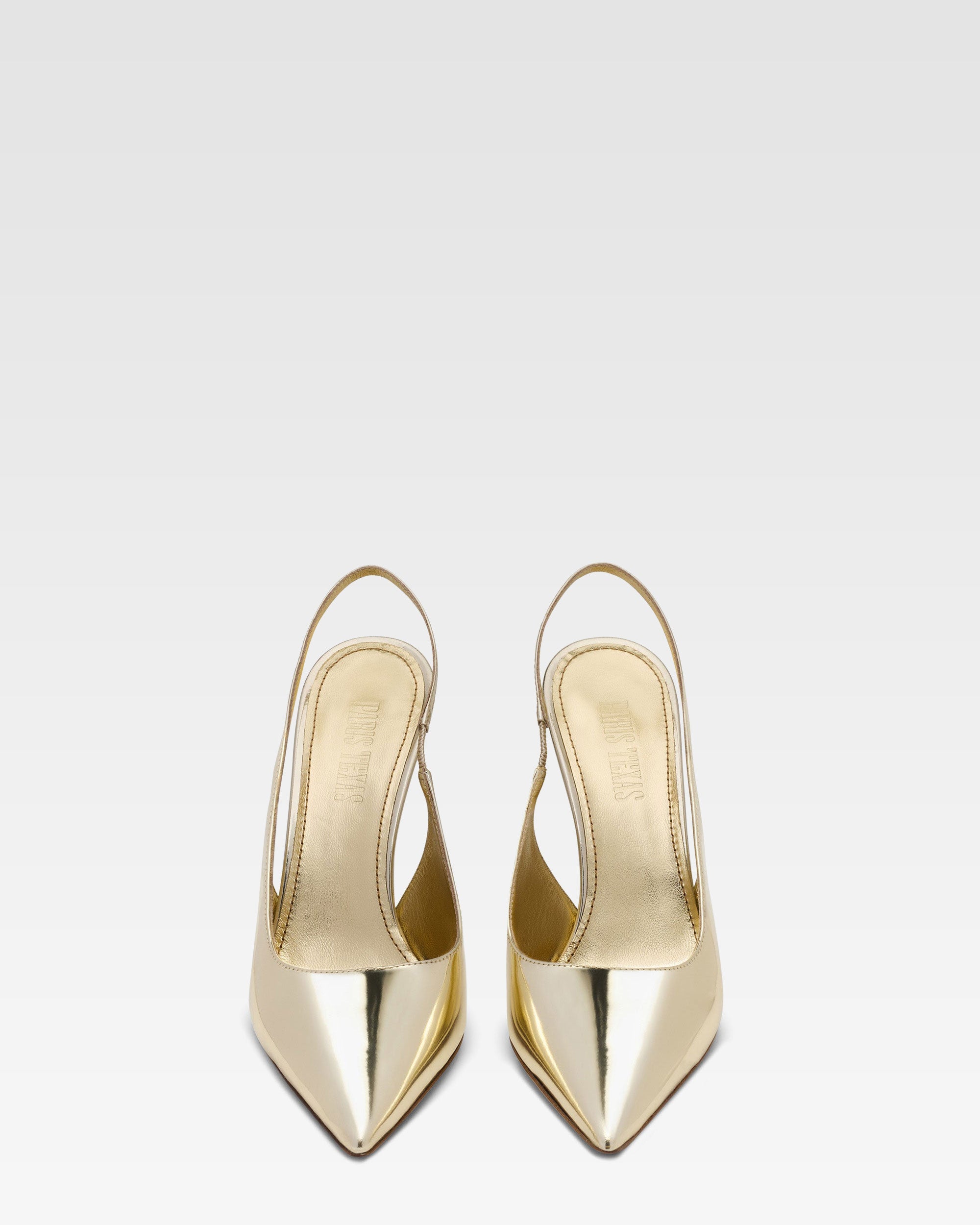 Slingback aus verspiegeltem Leder in Gold