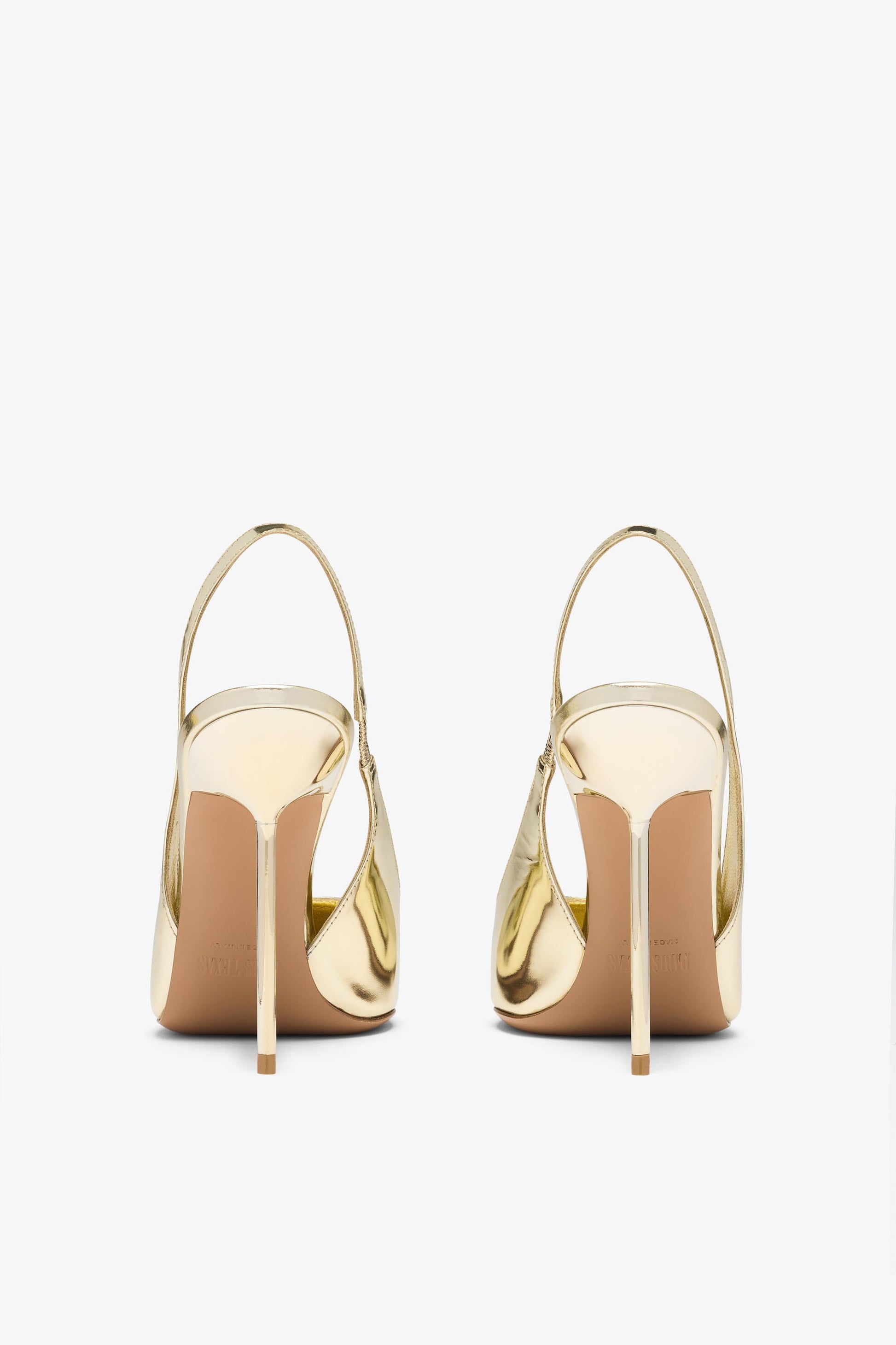 Gold mirrored leather sling-back