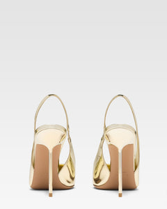 Slingback aus verspiegeltem Leder in Gold