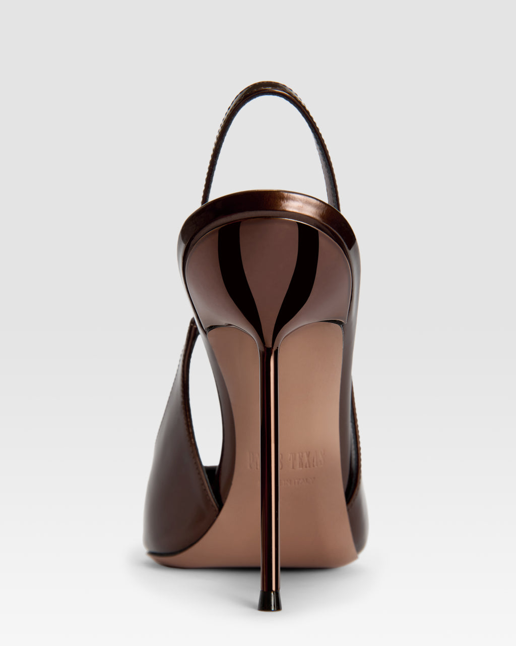 Slingbacks in ebony, mirror-effect leather