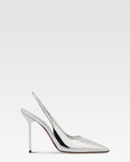 Slingback in pelle specchiata argento