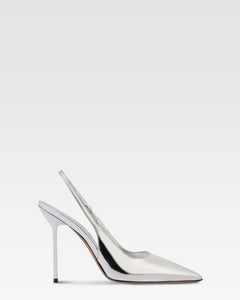 Slingback in pelle specchiata argento
