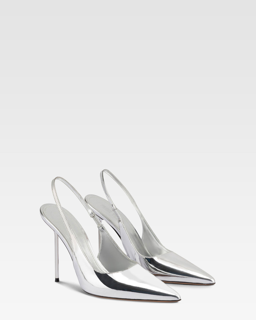 Slingback in pelle specchiata argento