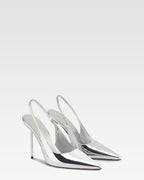 Slingback in pelle specchiata argento
