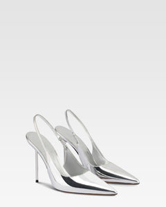 Slingback in pelle specchiata argento