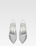 Slingback in pelle specchiata argento