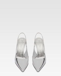 Slingback in pelle specchiata argento
