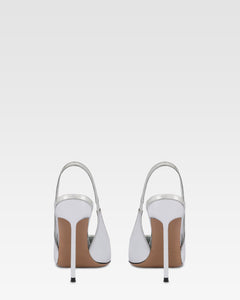 Slingback in pelle specchiata argento