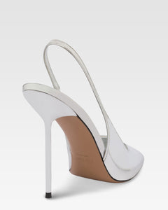 Slingback in pelle specchiata argento