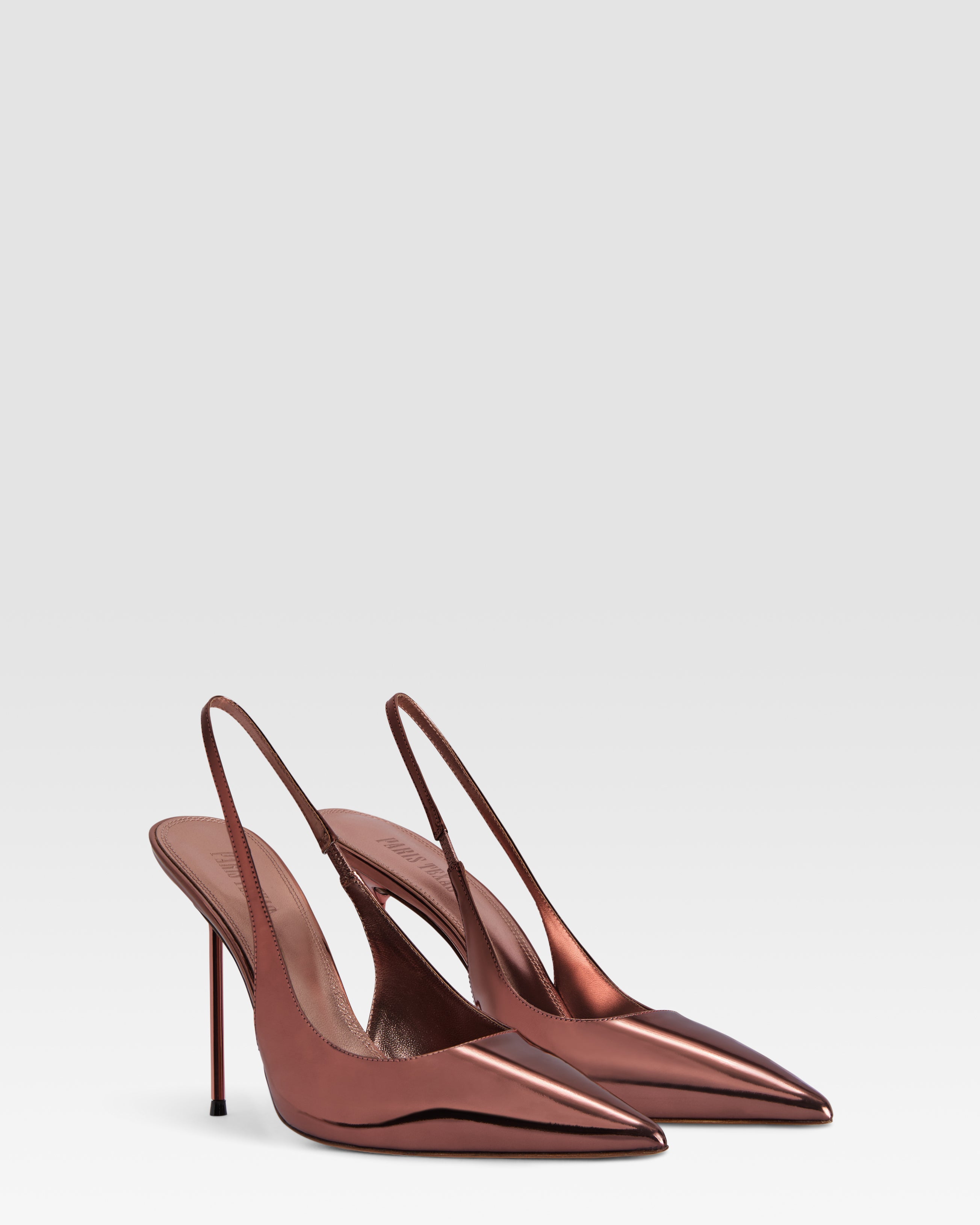 Slingbacks in pelle Texas rose effetto specchio