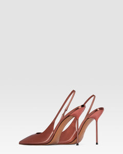 Slingbacks in pelle Texas rose effetto specchio